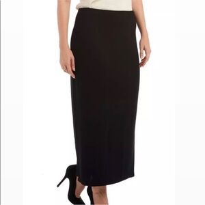 St. John Basics Black Santana Knit Long Back Slit Maxi Skirt Size 4